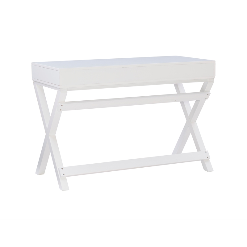 Linon Peggy Wood Two Drawer Writing Desk in White