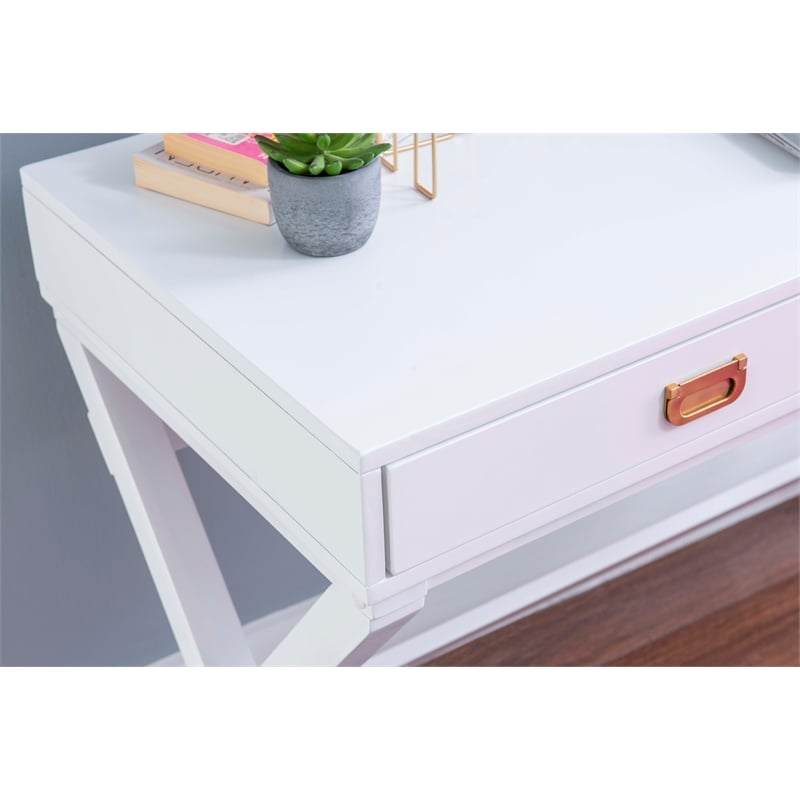 Linon Peggy Wood Two Drawer Writing Desk in White