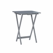 Linon Lorie 5 Piece Tray Table Set Planked Top with Compass Design in Gray Wood