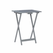 Linon Lorie 5 Piece Tray Table Set Planked Top with Compass Design in Gray Wood