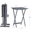 Linon Lorie 5 Piece Tray Table Set Planked Top with Compass Design in Gray Wood