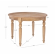 Linon Avalon Oak Wood Round Dining Table Decorative Turned Legs in Natural Brown