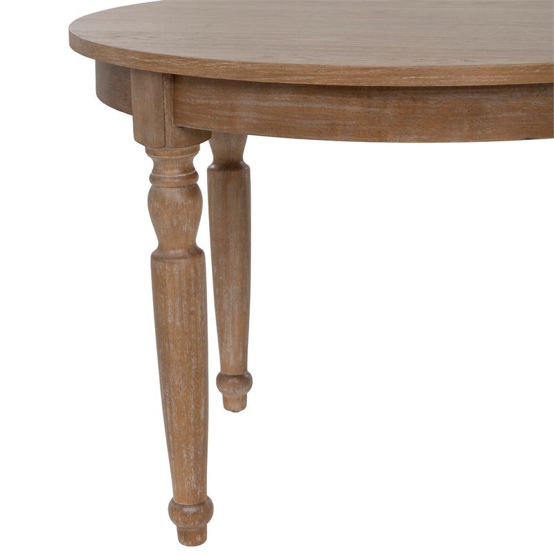 Linon Avalon Oak Wood Round Dining Table Decorative Turned Legs in Natural Brown