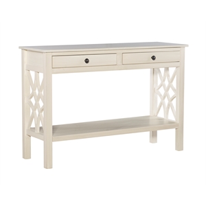 linon luster wood console table in antique white