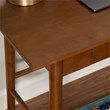 Linon Samantha 1-Drawer Mid-Century Wood Desk with Rounded Legs in Walnut Brown