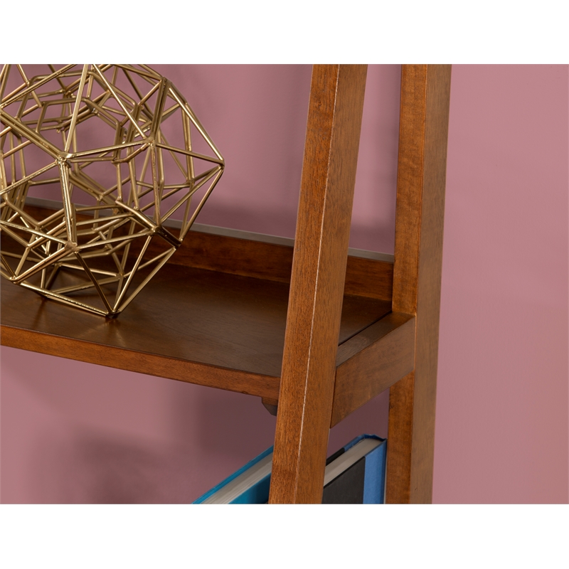 Linon Samantha Wood Five Shelf Bookcase in Brown