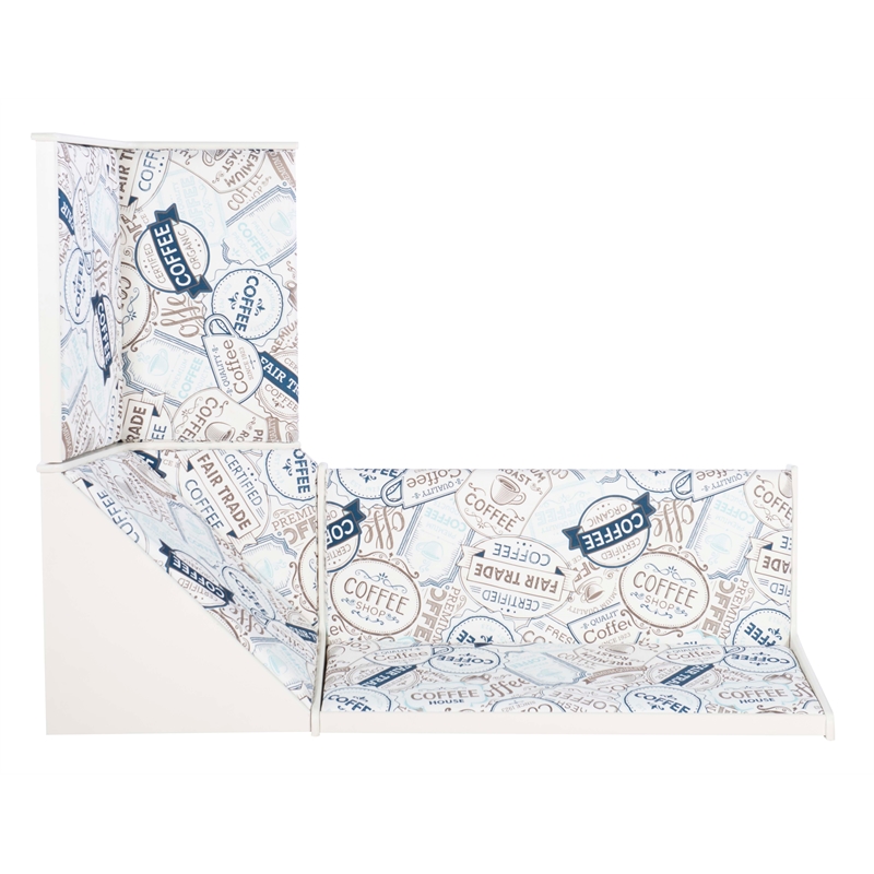 Linon Natasha Upholstered Corner Nook Dining Set in White Wood/Coffee Print