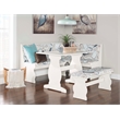Linon Natasha Upholstered Corner Nook Dining Set in White Wood/Coffee Print