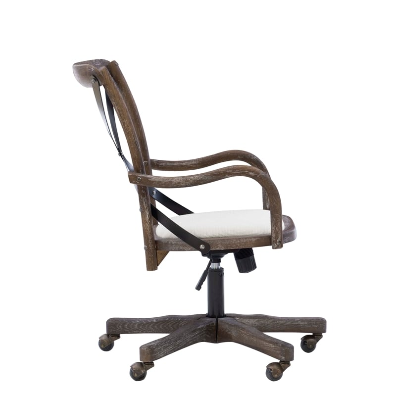 Linon Dudley Adjustable Swivel X Back Padded Seat Cafe Office Chair in Brown