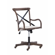 Linon Dudley Adjustable Swivel X Back Padded Seat Cafe Office Chair in Brown