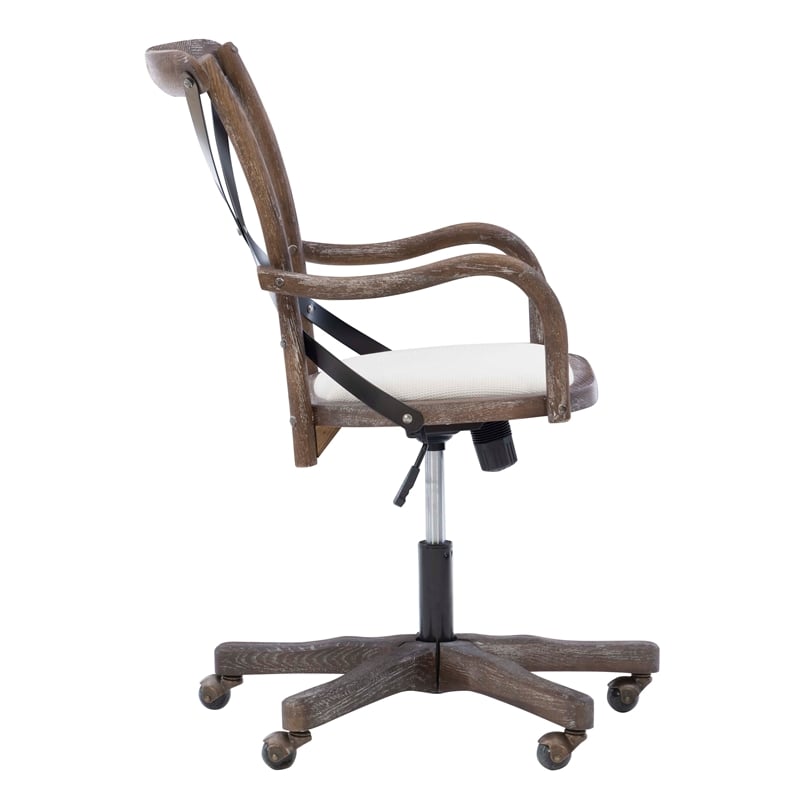 Linon Dudley Adjustable Swivel X Back Padded Seat Cafe Office Chair in Brown