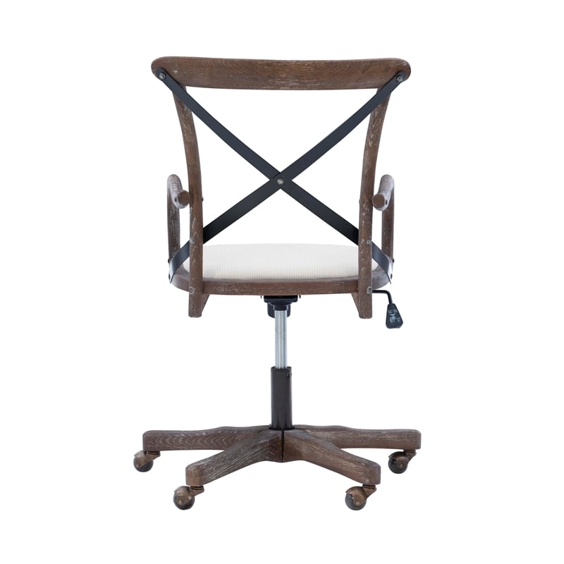 Linon Dudley Adjustable Swivel X Back Padded Seat Cafe Office Chair in Brown