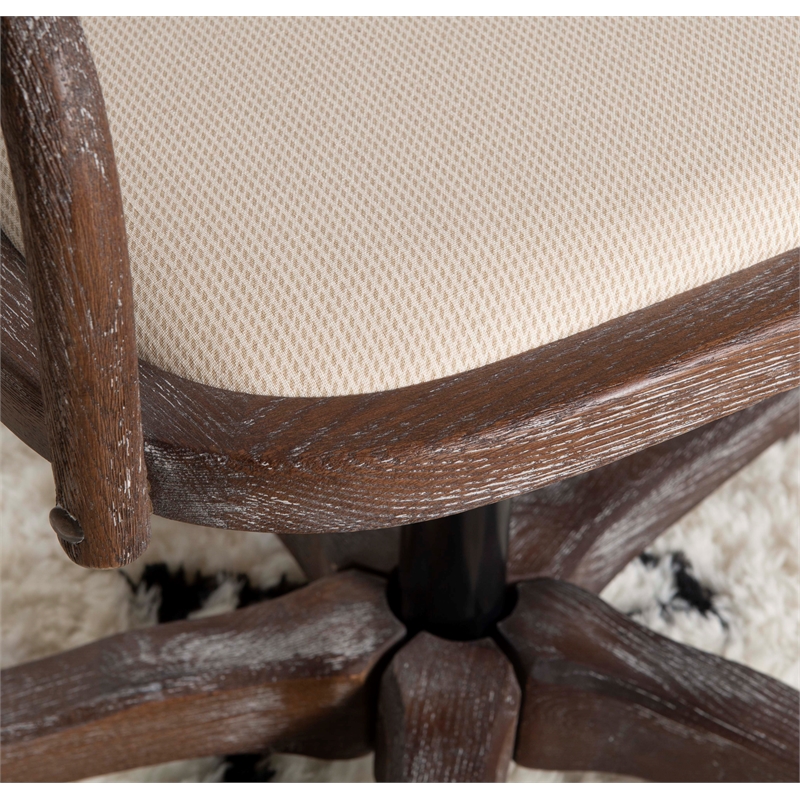 Linon Dudley Adjustable Swivel X Back Padded Seat Cafe Office Chair in Brown