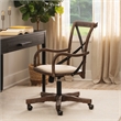 Linon Dudley Adjustable Swivel X Back Padded Seat Cafe Office Chair in Brown