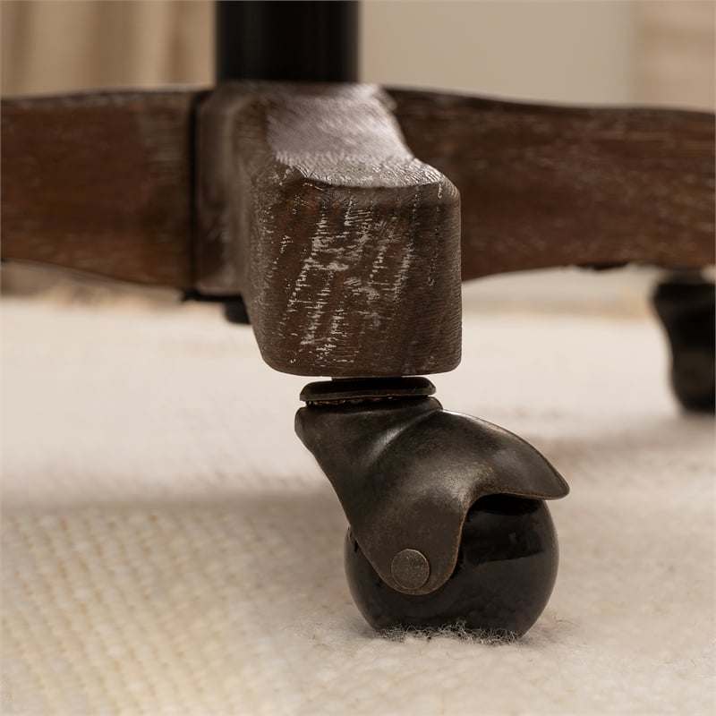 Linon Dudley Adjustable Swivel X Back Padded Seat Cafe Office Chair in Brown