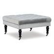 Linon Isabelle Square Upholstered Ottoman Black Legs in Light Gray Fabric