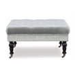 Linon Isabelle Square Upholstered Ottoman Black Legs in Light Gray Fabric