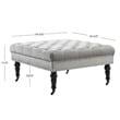 Linon Isabelle Square Upholstered Ottoman Black Legs in Light Gray Fabric