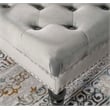 Linon Isabelle Square Upholstered Ottoman Black Legs in Light Gray Fabric