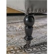 Linon Isabelle Square Upholstered Ottoman Black Legs in Light Gray Fabric