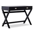 Linon Peggy Two Drawer Writing Desk with X Frame Legs in Black Painted Wood