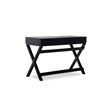 Linon Peggy Two Drawer Writing Desk with X Frame Legs in Black Painted Wood