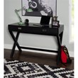 Linon Peggy Two Drawer Writing Desk with X Frame Legs in Black Painted Wood