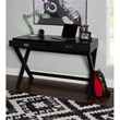 Linon Peggy Two Drawer Writing Desk with X Frame Legs in Black Painted Wood