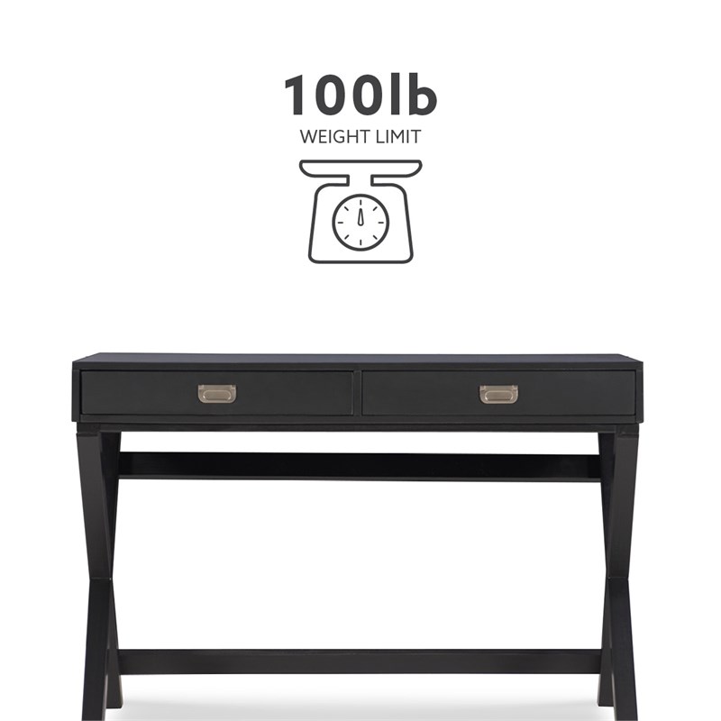 Linon Peggy Wood Two Drawer Writing Desk in Black