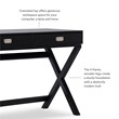 Linon Peggy Two Drawer Writing Desk with X Frame Legs in Black Painted Wood