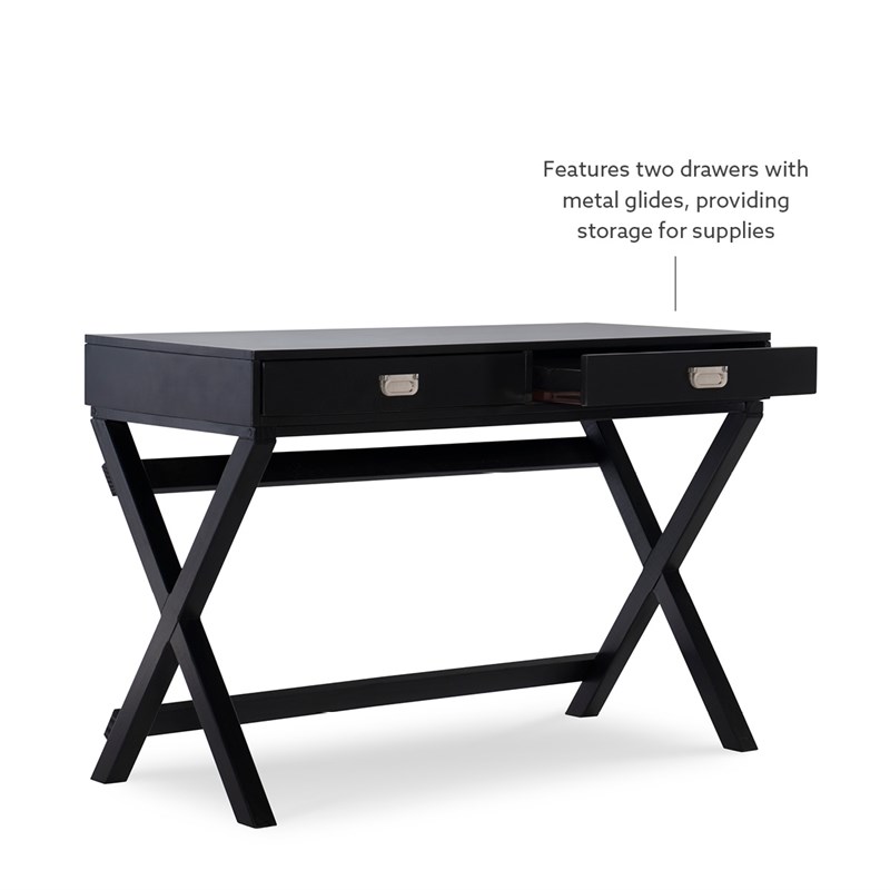 Linon Peggy Wood Two Drawer Writing Desk in Black