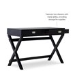 Linon Peggy Two Drawer Writing Desk with X Frame Legs in Black Painted Wood