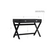 Linon Peggy Two Drawer Writing Desk with X Frame Legs in Black Painted Wood