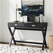 Linon Peggy Two Drawer Writing Desk with X Frame Legs in Black Painted Wood