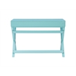 Linon Peggy Two Drawer Writing Desk with X Frame in Blue Painted Wood