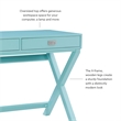 Linon Peggy Two Drawer Writing Desk with X Frame in Blue Painted Wood