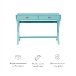 Linon Peggy Two Drawer Writing Desk with X Frame in Blue Painted Wood