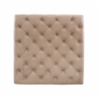 Linon Isabelle Square Tufted Upholstered Ottoman Wood Legs in Soft Tan Fabric