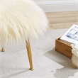 Linon Addy Faux Fur Metal Upholstered Stool in Cream White