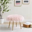 Linon Addy Faux Fur Metal Upholstered Stool in Pink