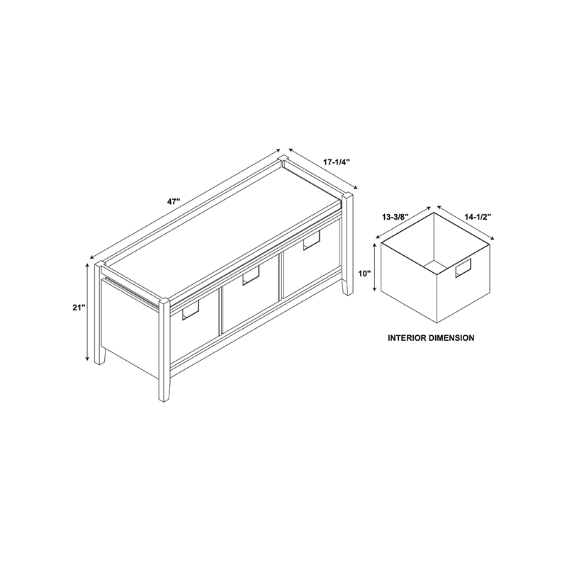 Linon Holt Wood Entryway Storage Bench in Blue CYMX867