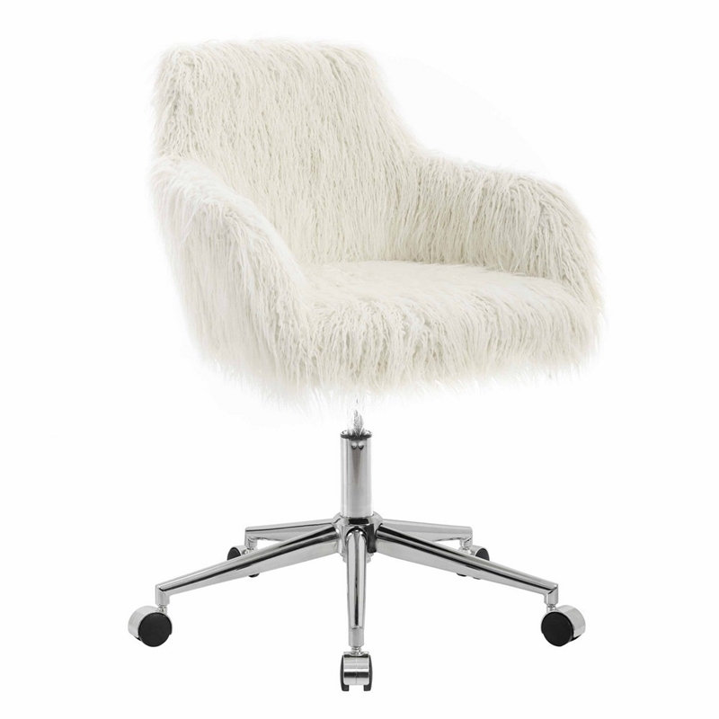 Fuzzy White Office Chair Clearance, Fluffy Desk Chair Ikea