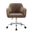 Linon Colton Upholstered Office Chair with Wheels in Vintage Brown Faux Leather