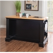 Linon Pennfield Kitchen Island Natural Top Ample Storage in Black Wood Base