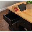 Linon Pennfield Kitchen Island Natural Top Ample Storage in Black Wood Base