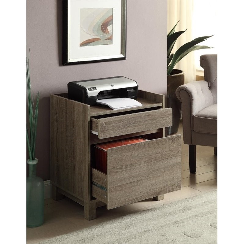 Linon Tracey Writing Desk with 2 Drawer File Cabinet in Gray