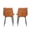 Linon Mabry Faux Leather Upholstered Set of 2 Dining Chairs Steel Legs in Brown