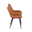 Linon Mabry Faux Leather Upholstered Set of 2 Dining Chairs Steel Legs in Brown