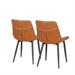 Linon Mabry Faux Leather Upholstered Set of 2 Dining Chairs Steel Legs in Brown