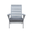 Linon Rey Sturdy Acacia Wood Outdoor Slat Back Chair With Cushion in Gray Finish